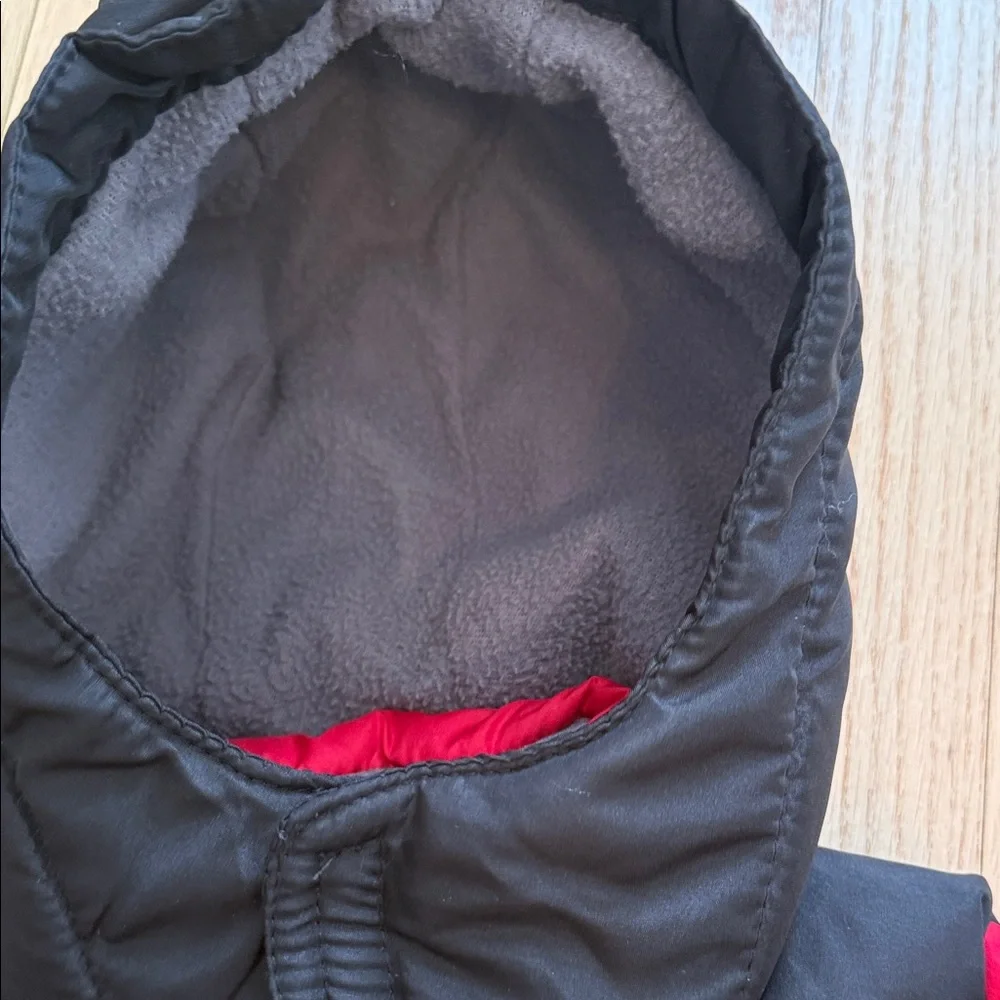 Vertical ‘9 Toddler Red and Black Hooded Fleeced Lined Puffer Jacket with Logo